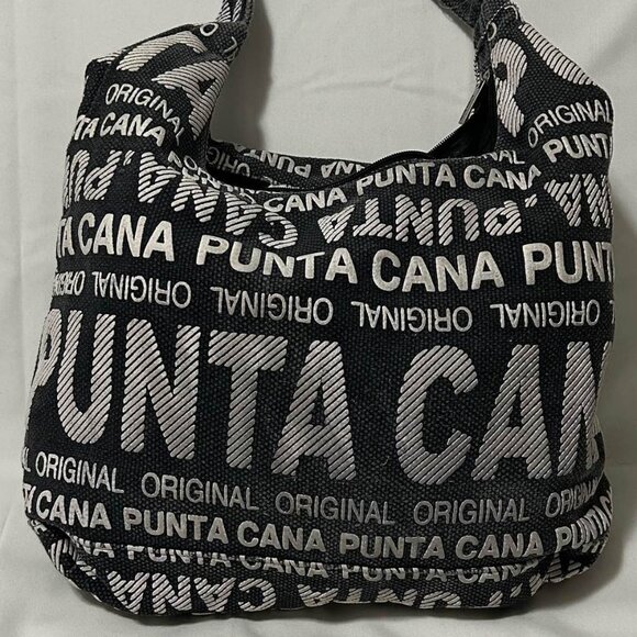 Robin Ruth - Punta Cana Black and White Canvas Souvenir Tote Bag - Picture 1 of 3